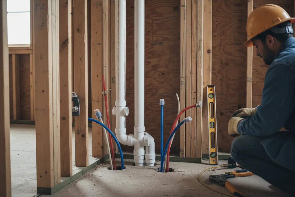 Drain and supply rough-in during Sump Pump Repair in Moscow